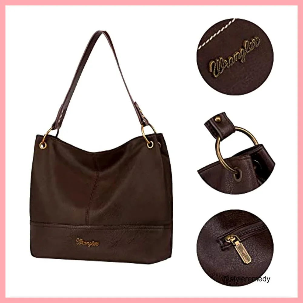 Vegan Leather Hobo Bag with Top Handle and Shoulder Strap
